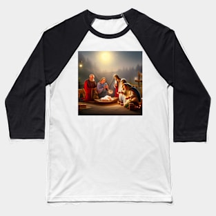 Christmas nativity scene as imagined by an AI art generator Baseball T-Shirt